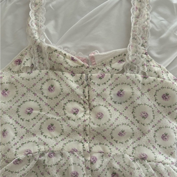 Vintage Zum Zum Floral Maxi Dress Sundress with Lace Union Made in USA Size 2 4 - Picture 10 of 16